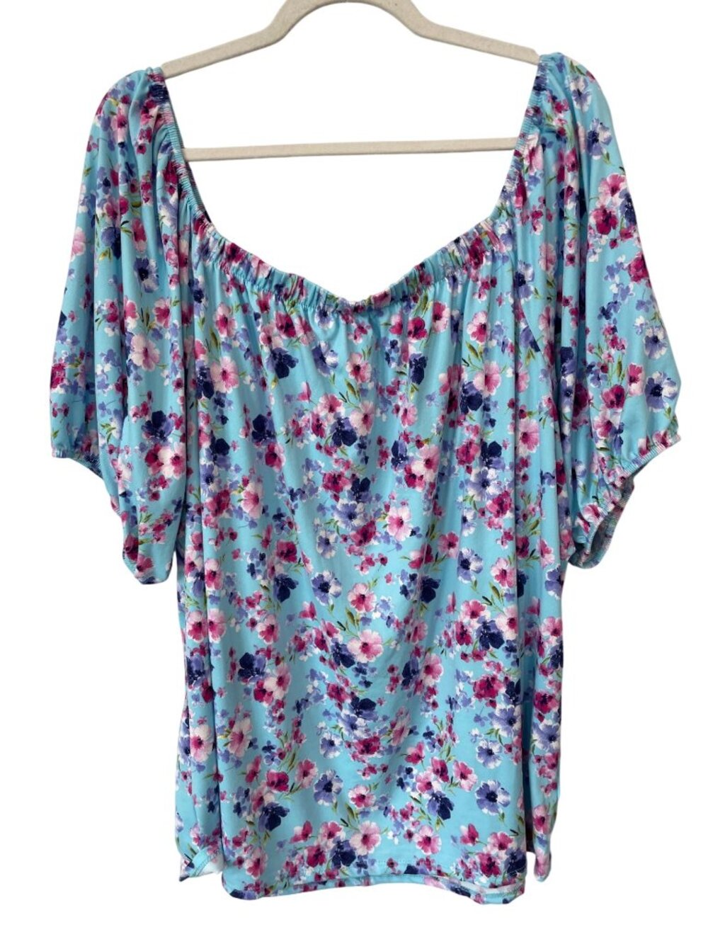 White Birch Top Plus Size 2X Floral Off The Shoulder Short Sleeve Blouse Hippie